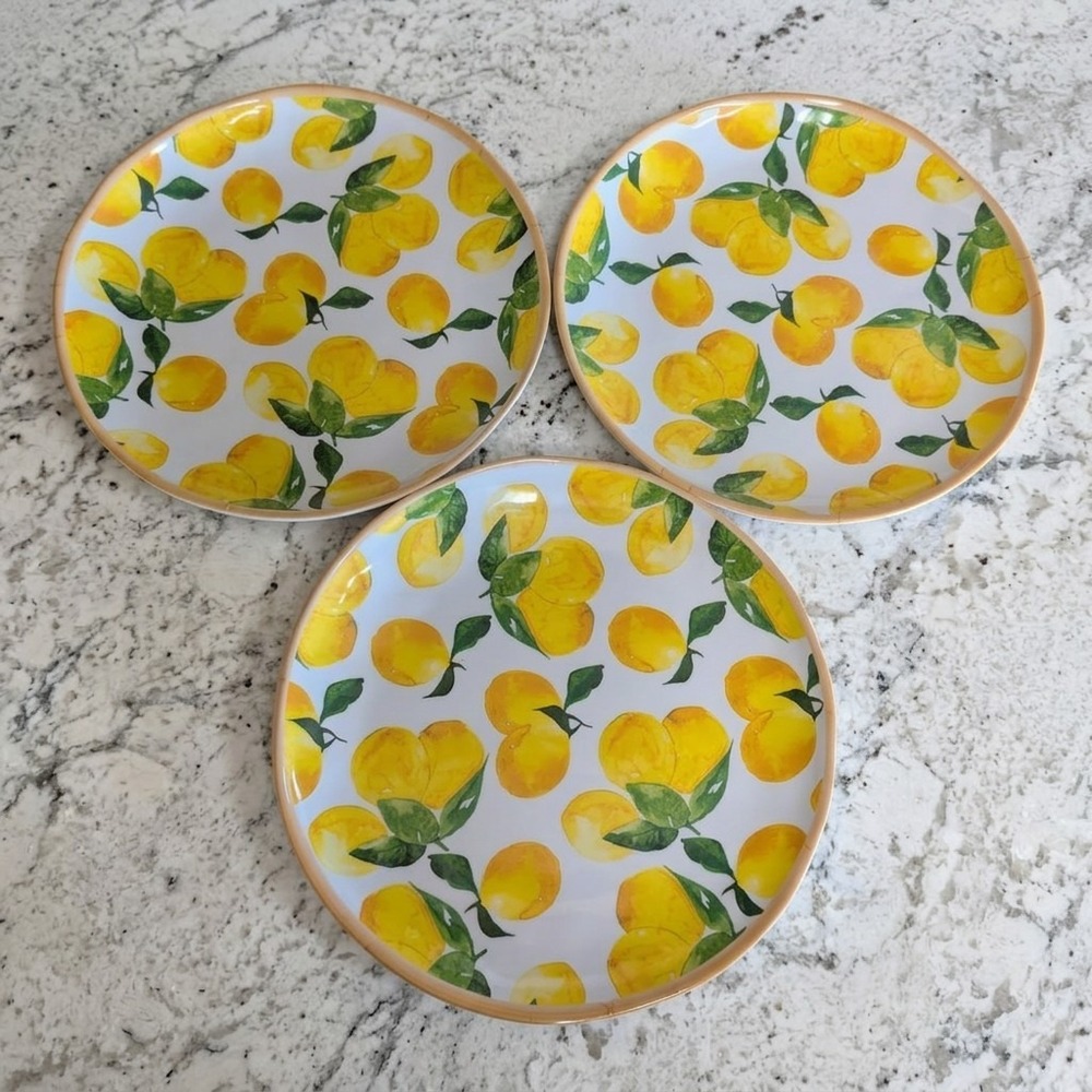 The Farmhouse Rachel Ashwell Country Lemon Melamine Dinner Plates 11" Set Of 3